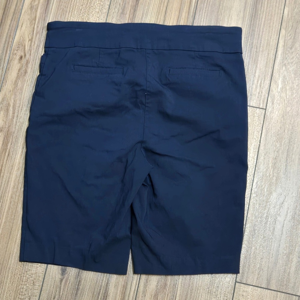 Dana Buchman Navy Blue Pull On Bermuda Shorts Stretch Size L Regular - Picture 6 of 11